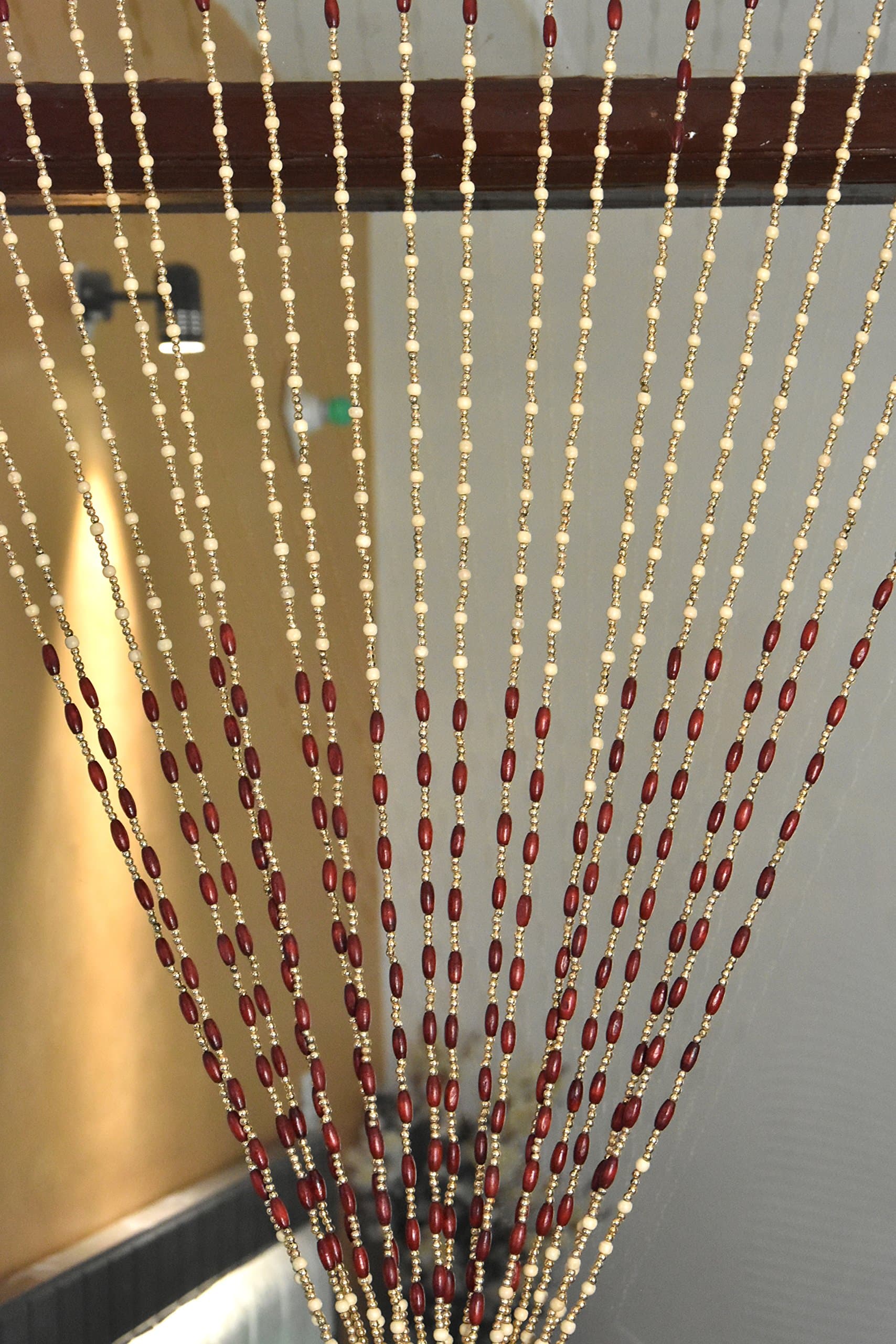 Handloomwala Premium Beads String Door Curtain - 7ft, Maroon