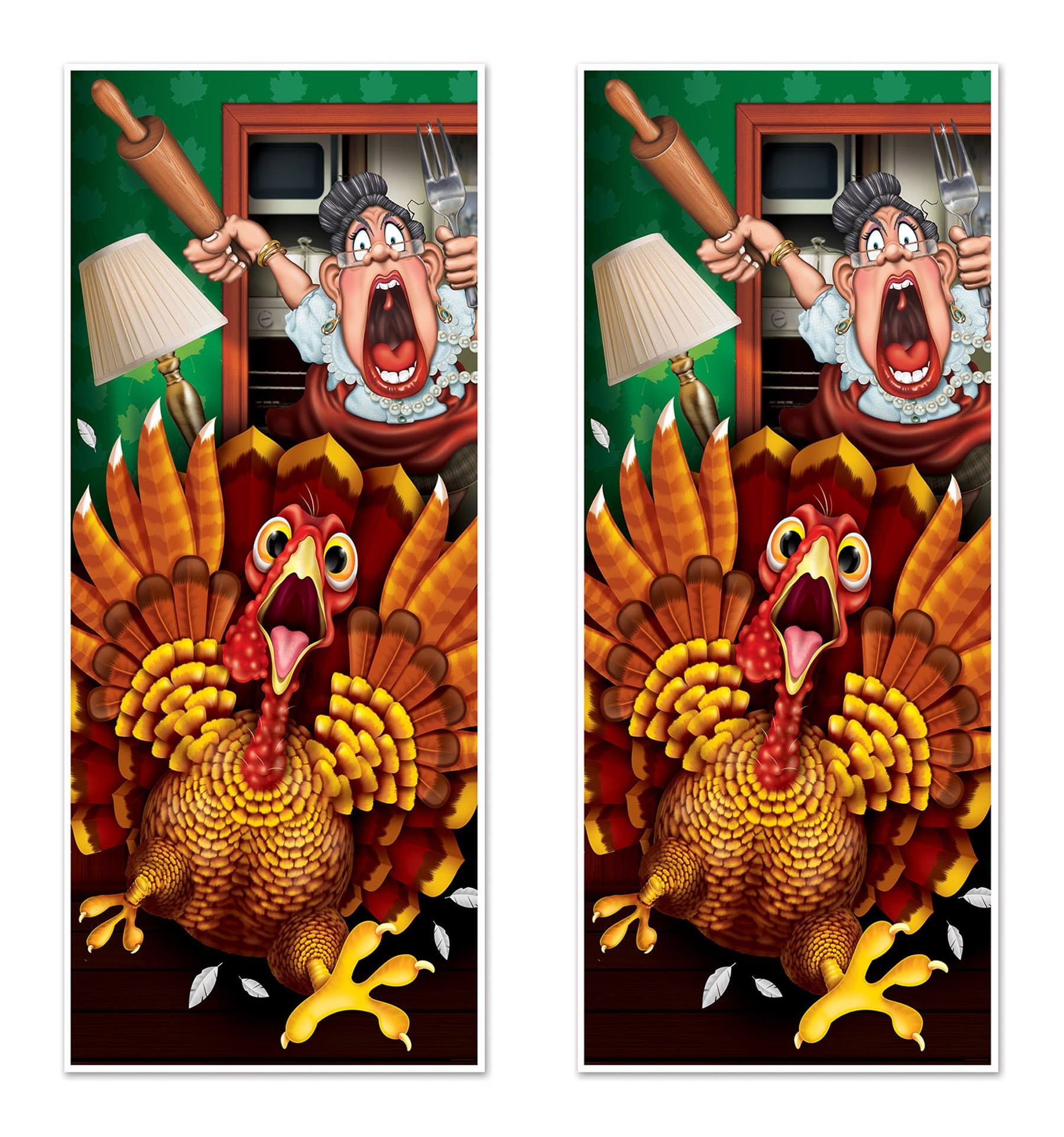 Beistle 90511 2 Piece Wild Turkey Happy Thanksgiving Indoor/Outdoor Hanging Holiday Harvest Decor for Fall Parties, Plastic, Multicolored