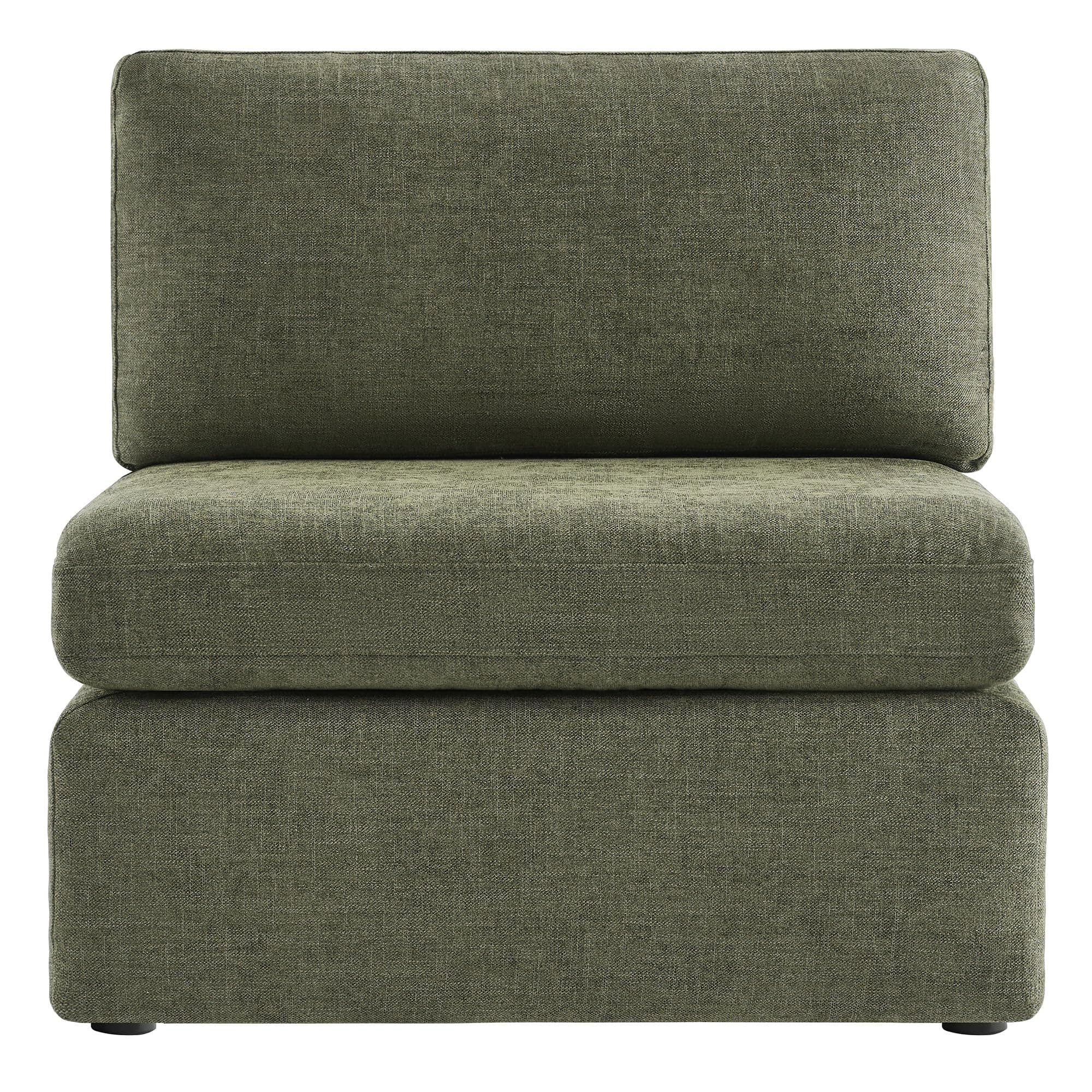 CHITA Modern Upholstered Middle Module for Modular Sectional,Sectional Sofa Couch Accent Armless Chair, Moss Green