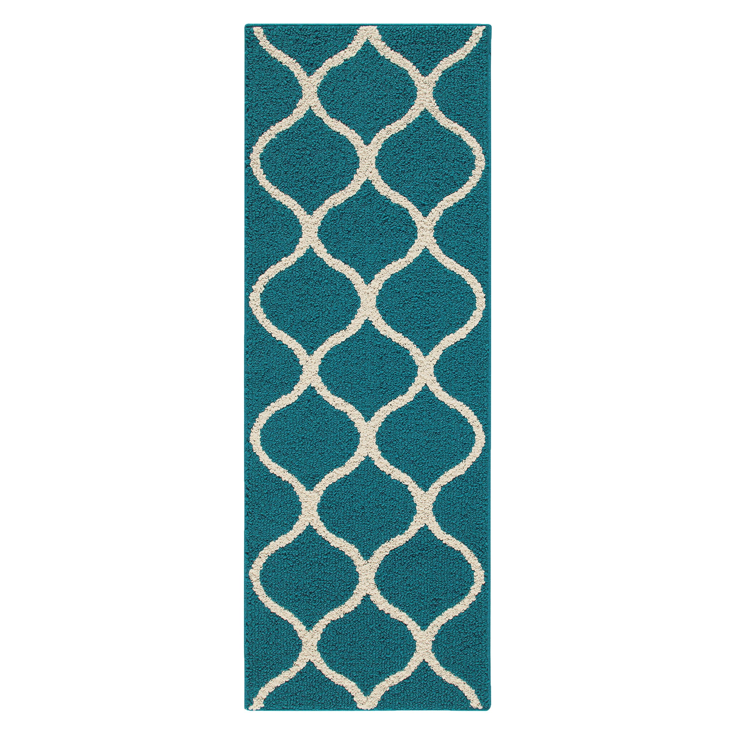 Mainstays Sheridan Fret Area Rug or Runner, Multiple Sizes and Colors 1'9"x5' Runner Teal
