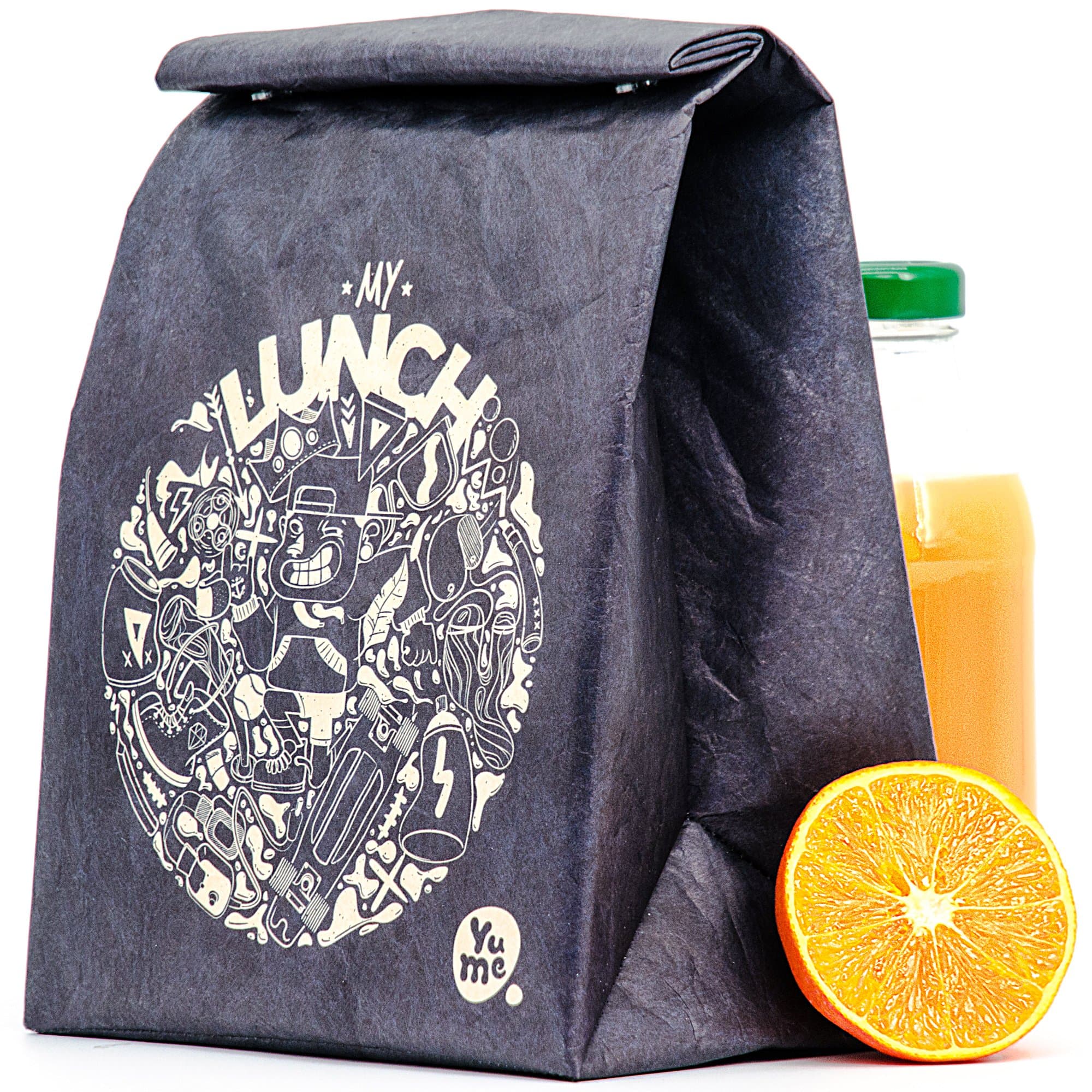 YUME Reusable Lunch Sacks for Teen - Lunch Box Bags for Girls Boys - for Teens Insulated Lunch Sack Dark (Radicool)