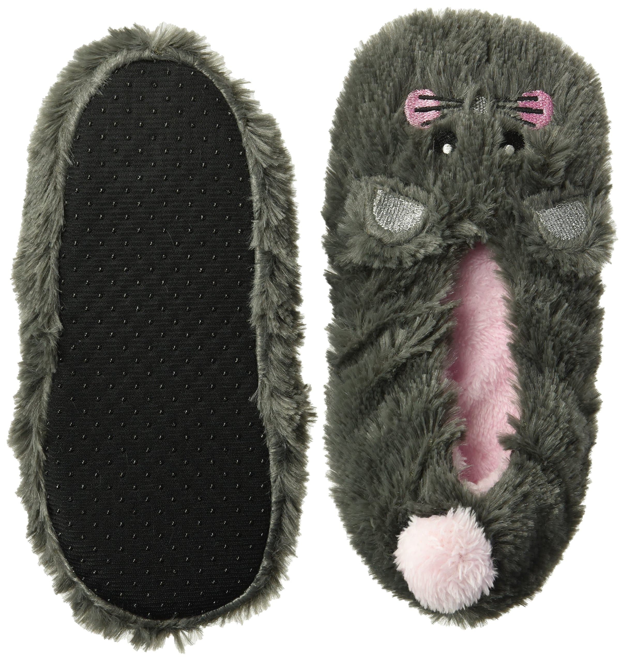 Fuzzy BabbaGirls' Big 3D Soft Cozy Critter Slipper Sock with Non-Slip Grippers