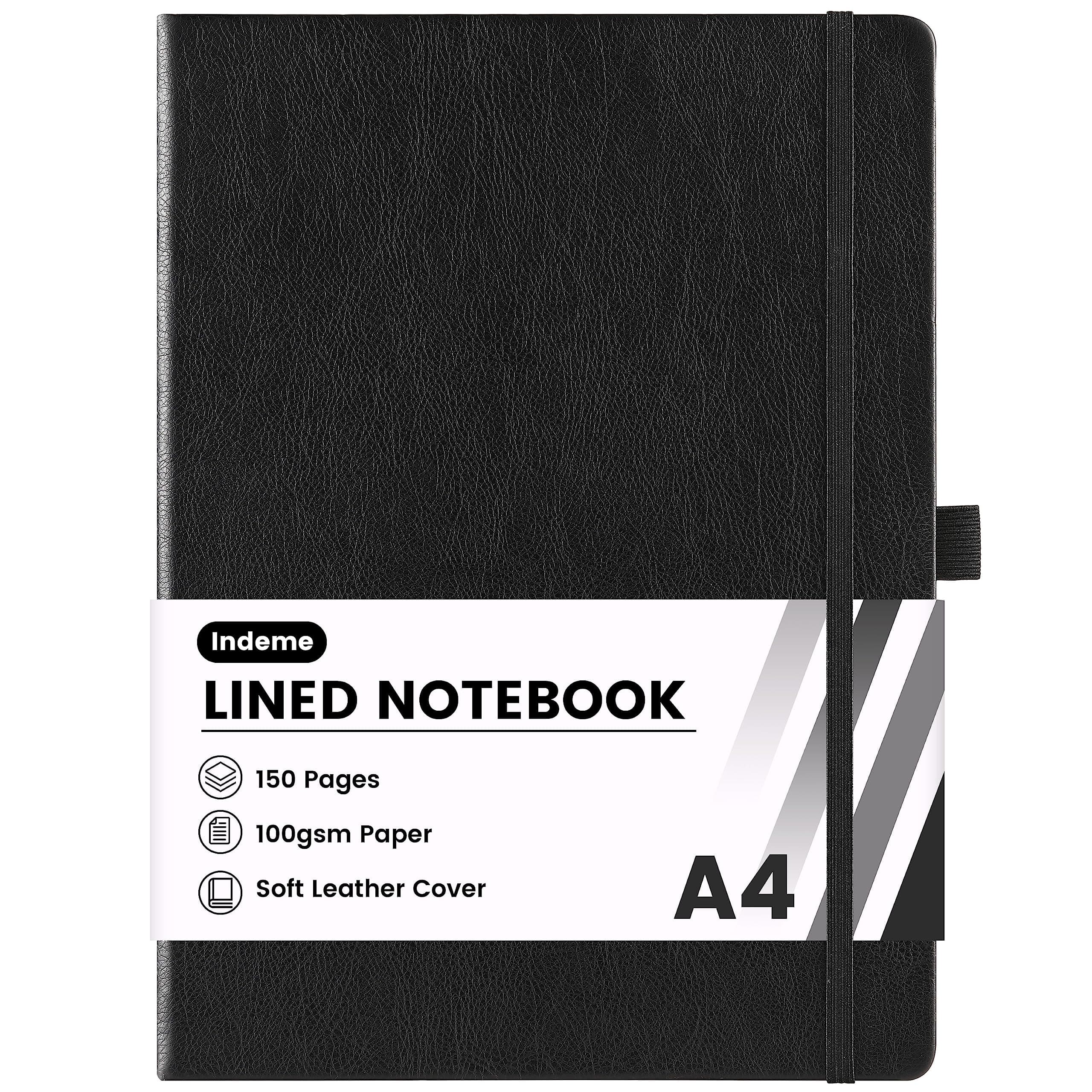 Notebook A4, Lined Notebook with 144 Pages Premium Paper, Hardcover, 8.35" X 11.45", Black