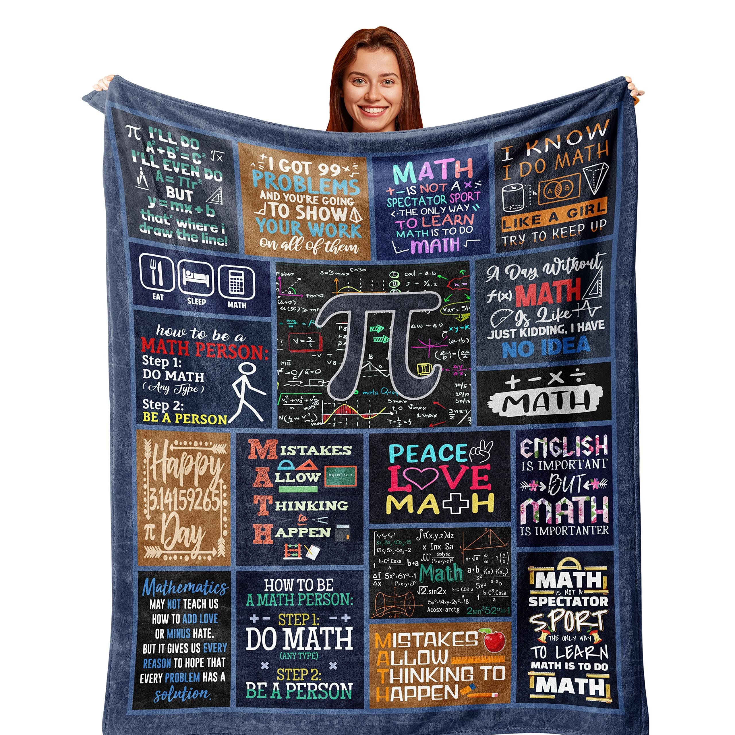 Zolumy Math Gifts for Men/Women, Math Teacher Appreciation Gifts, Graduation/Birthday Gifts for Math Lovers Blanket 60X50in