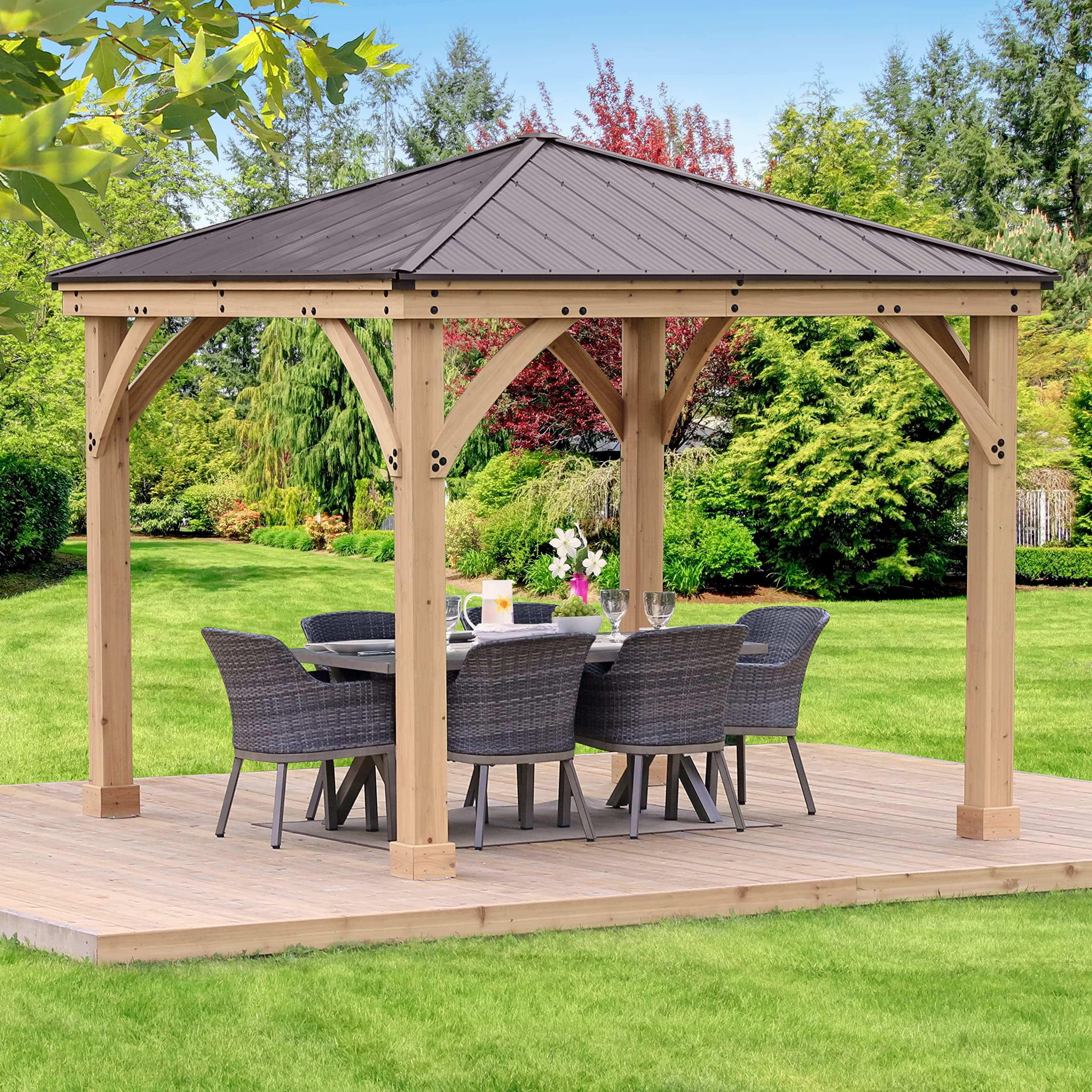 Yardistry 10' x 10' Meridian Gazebo Brown