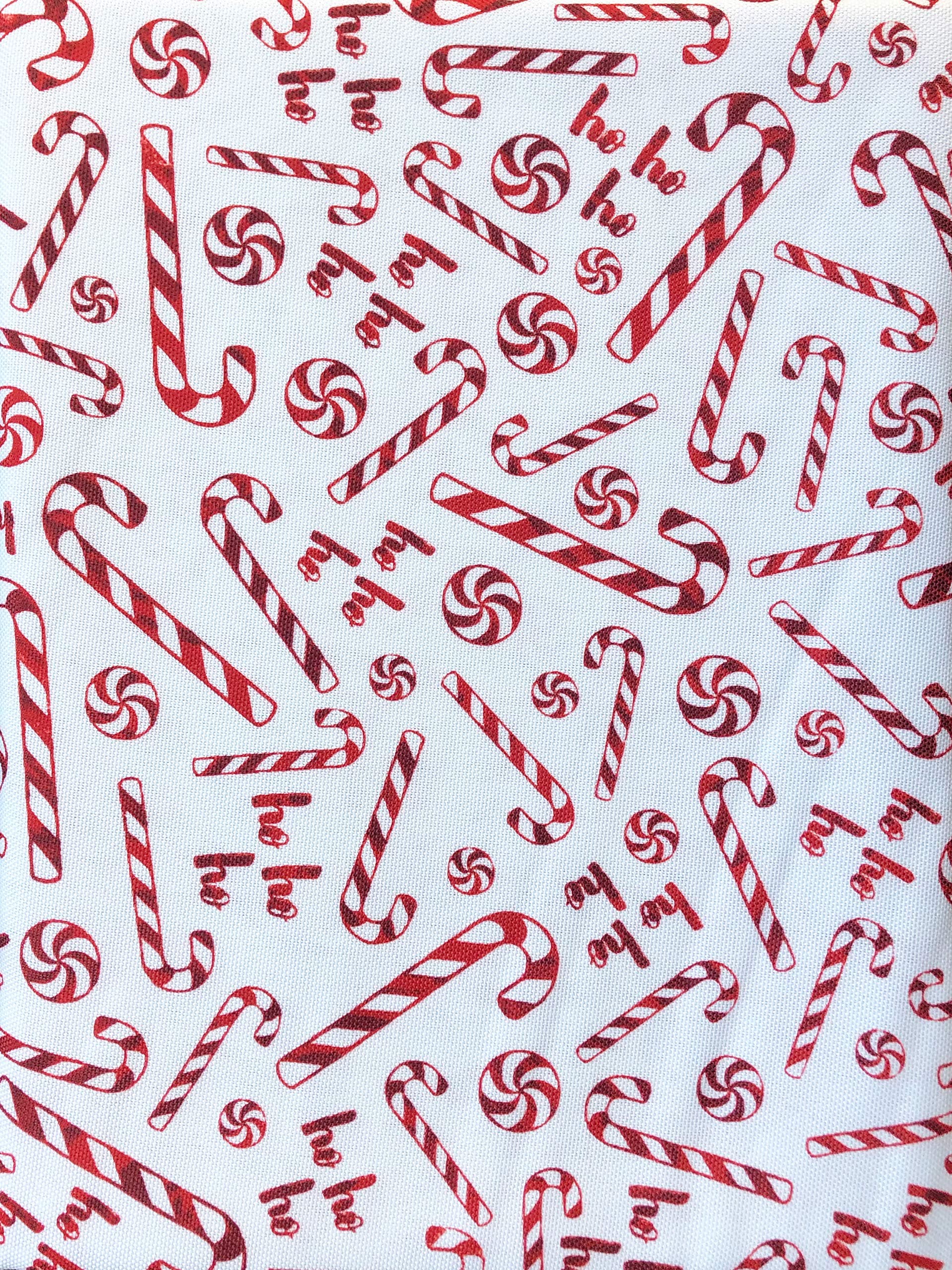 Cynthia Rowley Easy Care Tablecloth Christmas Candy Canes Red White 60 Inches by 104 Inches