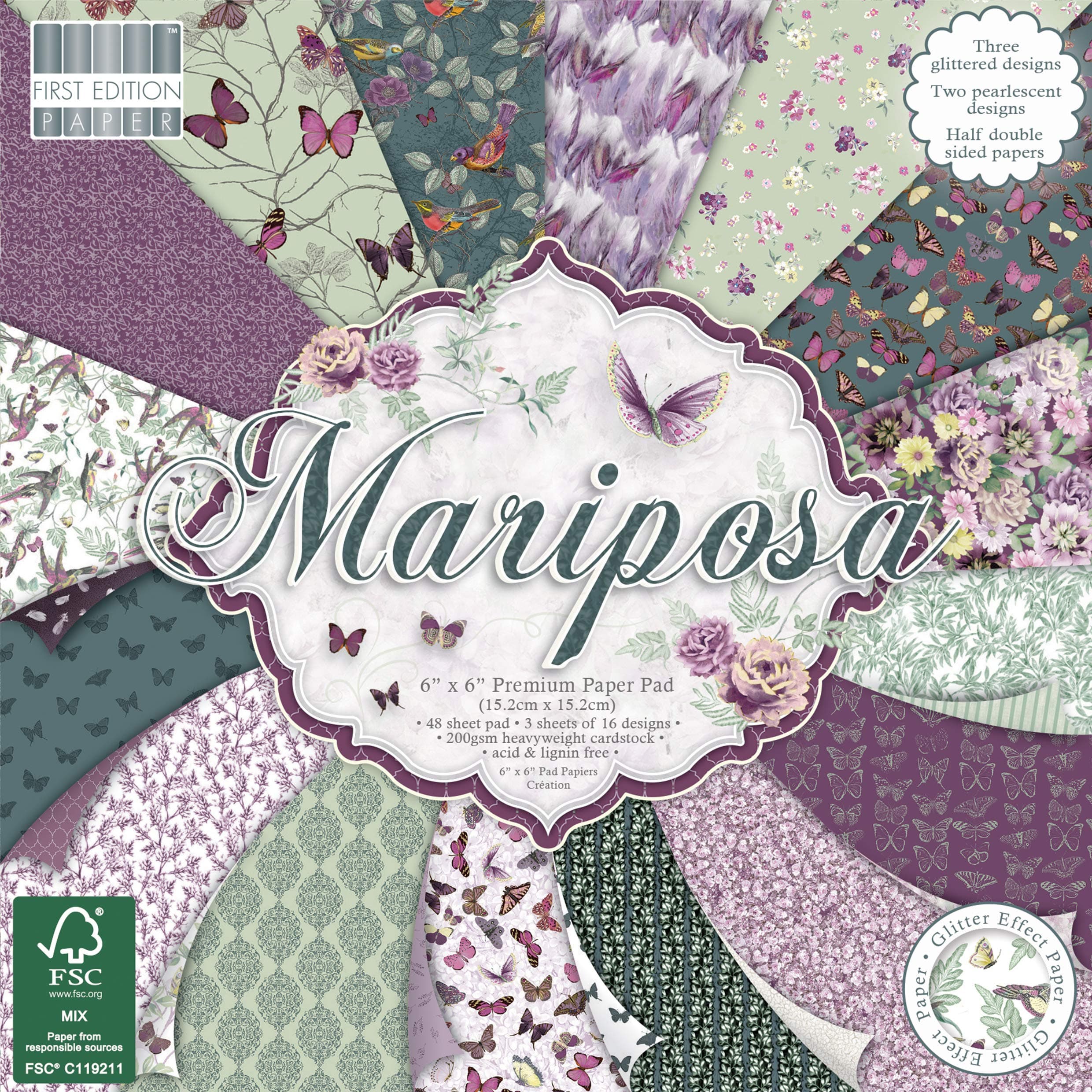 First Edition Mariposa Premium Paper Pad 6"x6" 48 Sheets (FSC)