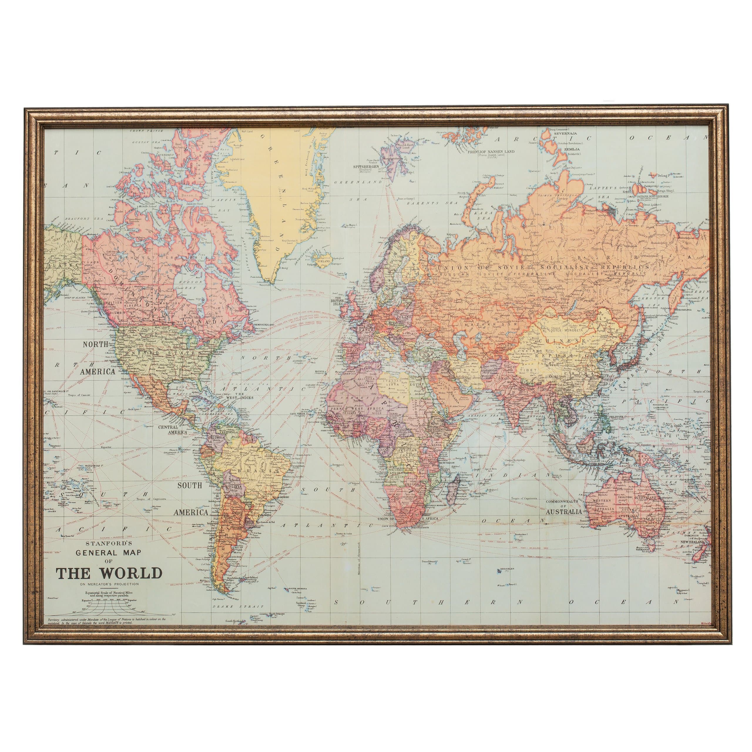 Wall Decor - LARGE Magnet Board - Magnetic Board - Dry Erase Board - Framed Bulletin Board - Classic World Map Design - includes magnets
