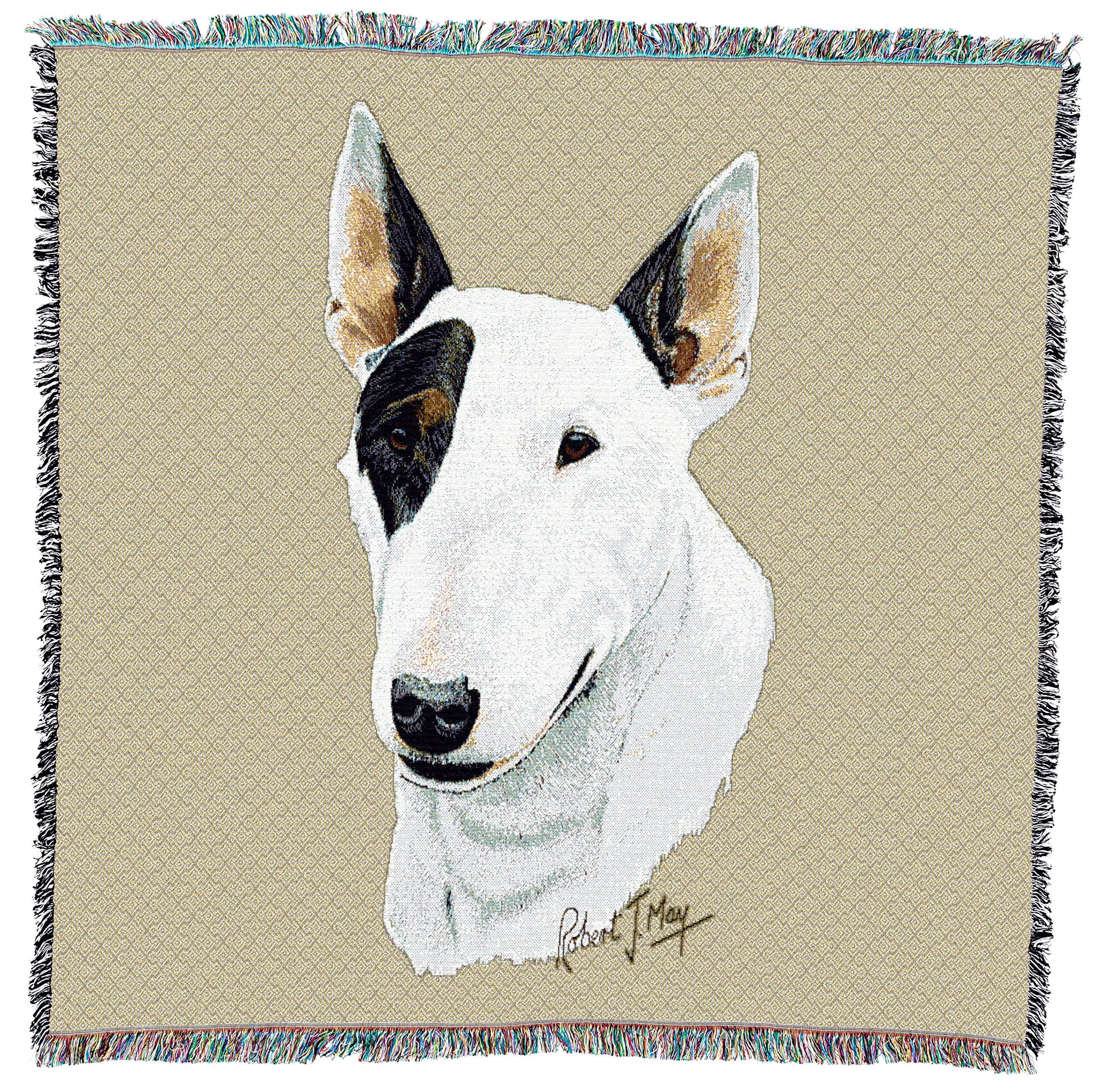 Pure Country Weavers Bull Terrier Lap Square Blanket by Robert May - Terrier Group - Gift for Dog Lovers - Tapestry Throw Woven from Cotton - Made in The USA (54x54)