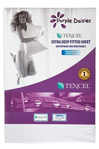 Purple Daisies Waterproof 2 in 1 Mattress Protector & Extra Deep Sided Fitted Bed Sheet