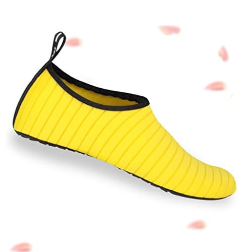 Swimming Shoes 1.5mm Nylon Dive Fabric +TPR Thermoplastic Anti-slip Rubber Sole Adult Unisex Beach Shoes Wading Diving Socks Child Snorkeling Barefoot Treadmill Shoes Yoga Soft Shoes ( Color : Yellow , Size : CN38-39 )