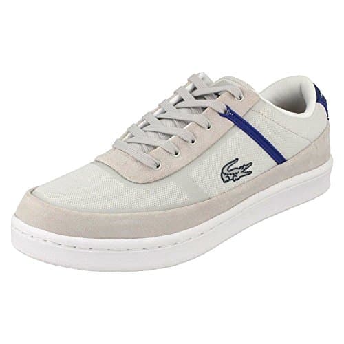 Mens Lacoste Court Line Trainers Light Grey/Blue Guys Gents (UK 10 Euro 44.5)