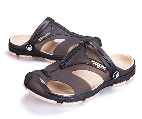 Men ’s Shoes Garden Clogs Sandals Beach Breathable Summer Lightweight Outdoor EVA Anti-Slip Soft Water Resistant Slippers For Men Perforated Adjustable Walking Slipper Brown US 41