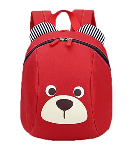 Flyskying cute bear Backpack Oxford Baby Boys Girls School Bag (red)