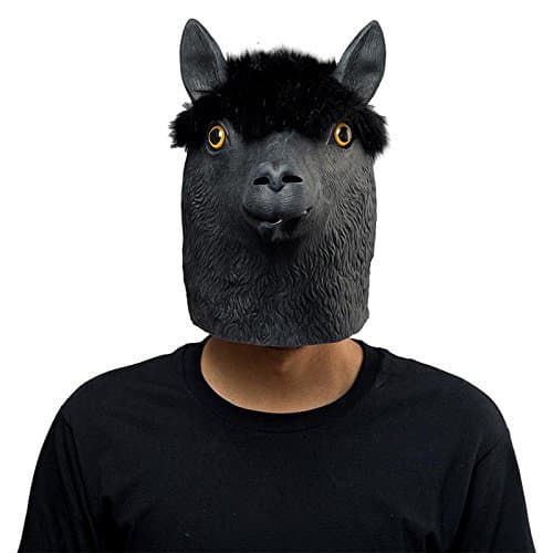 Majiaxu Halloween Animal Black Alpaca Latex Mask Adult Cosplay Props Party Mask
