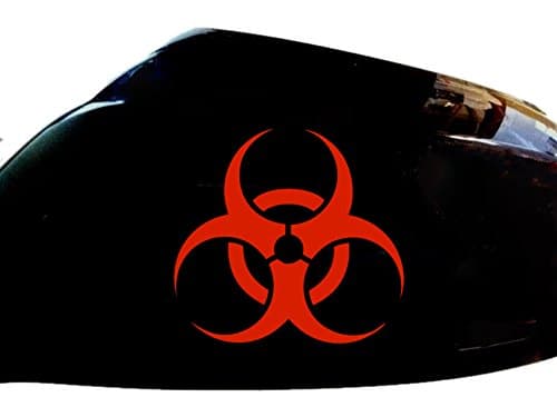 Biohazard Car Stickers Wing Mirror Styling Decals (Set of 2), Red