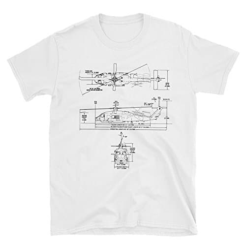 PrintoDTG Sikorsky SH-60B Seahawk War Helicopter Men's White T-shirt Eco Cotton Army Tee