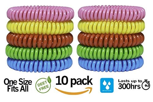 10 Pack Mosquito Repellent Bracelets by My Repellent Guard – Suitable for Kids and Adults (One Size Fits All) – Protection up to 300 Hours, Safe Waterproof Deet Free Band