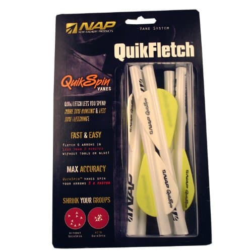 New Archery Products 6-Pack 2-Inch Quickfltech Spin Hunter Vanes (White/Yellow)