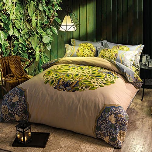 Bed sheet set -Cotton 1800 Bedding - Fade, Stain resistant - Hypoallergenic - 4 Piece(Folk-Custom) -G Super King1