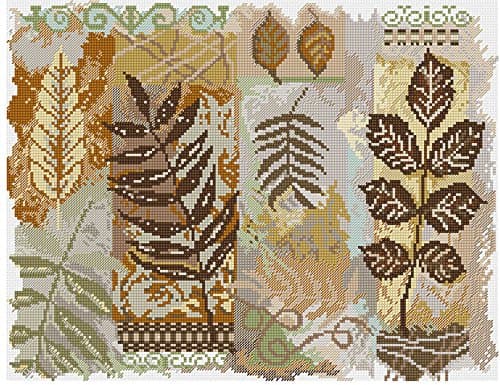 Candamar Designs Size 35.6 x 27.9 cm Leaves Counted Cross Stitch Kit, Multi-Color