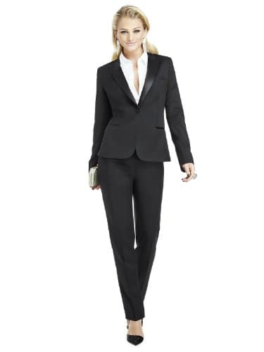 Women's Marlowe Peak Collar Wool Tuxedo Jacket by Dessy Group - Black - Size 16