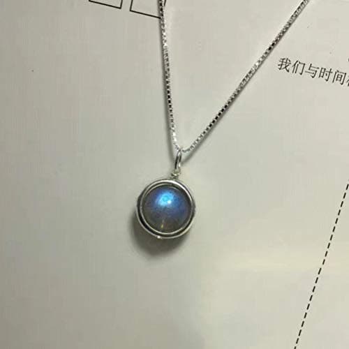 S925 Silver Necklace Pendant Women‘S Han Yueguang Lime Moonlight Necklace Labradorite Clavicle Chain Female, LOt, S925 Silver Set Chain, 925 Silver