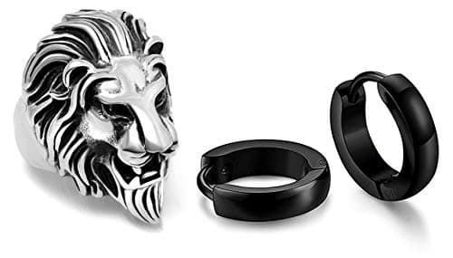 ? Combo of King Lion Head Ring And Bali/Earrings for Men & Women : Indian Ring Size 16-19 Antique Style Lion Head King Fashion Biker Ring for Men BigMart?