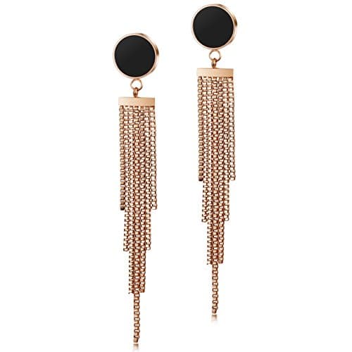 CIUNOFOR Tassel Earrings for Women Stainless Steel Tiered Long Drop Earrings Hypoallergenic Dangle Gold Rose Gold Earrings