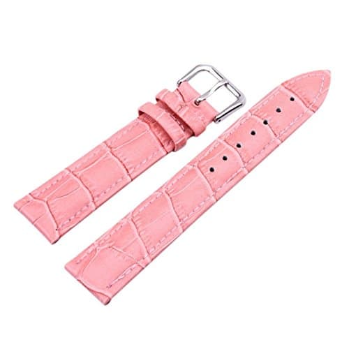 Pink Unisex 7 Colors Genuine Leather Alligator Crocodile Grain Watch Strap Band 22mm