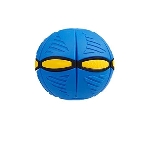 Novelty Flying UFO Flat Throw Disc Ball Toy 6 LED Lights Dazzling Performances Fancy Soft Kids Outdoor Toy (blue)