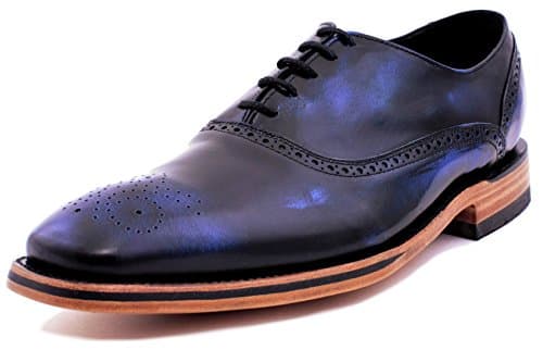 Oxford calfskin imported fine leather formal and dress handcrafted fashion men shoes (7.5, Brushed Blue)