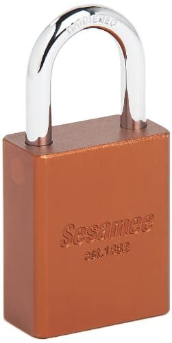 Sesamee 90218 KD Aluminum Rekeyable Safety Lock-Out with 1-1/2-Inch 40mm wide Padlock and 1-Inch Hardened Steel Shackle, Brown