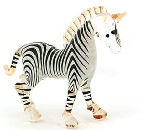 Aquarium MINIATURE HAND BLOWN Art GLASS Small Zebra Head Up FIGURINE Collection