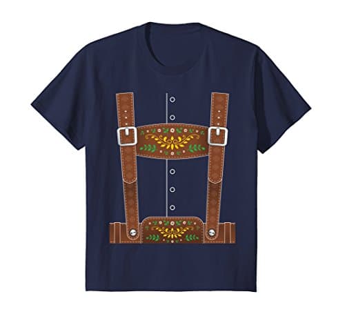 Kids Lederhosen Oktoberfest T-Shirt or Halloween Costume 6 Navy