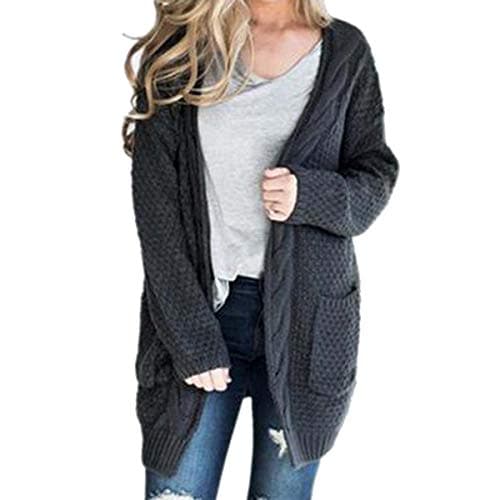 Sianaoi Autumn Winter Women Long Sleeve Loose Knitting Cardigan Sweater Knitted Pull