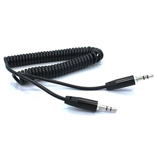 Black Premium Coiled Aux Cable Car Stereo Wire Audio Speaker Cord 3.5mm Aux-in Adapter Auxiliary for Samsung Galaxy S9 (G960UZPAXAA) - Samsung Galaxy S9+ (G965UZPAXAA)