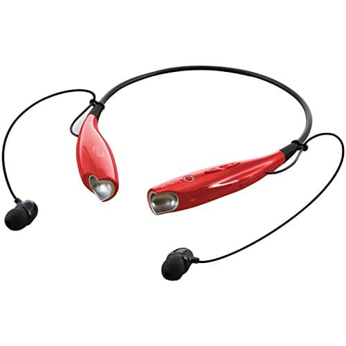 Universal Wireless Bluetooth in Ear Headset for iPhone, Samsung Galaxy, HTC, Sony, LG, BlackBerry and Motorola Smart Phones - Great for Tablets and Computers (Black/Red)
