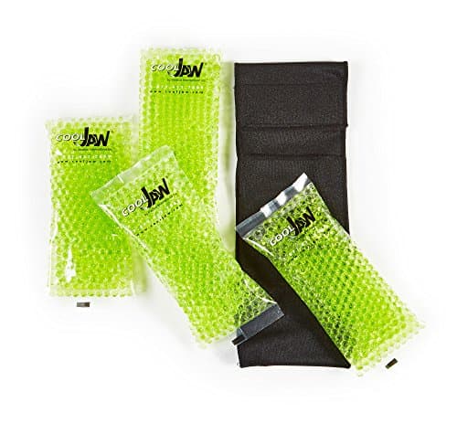 Cool Jaw Black Soft Stretch Wrap with Chin Cup with 4 Green Peas Hot/Cold Gel Packs