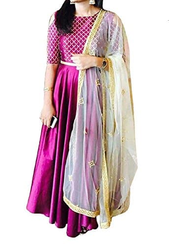 Fatimabi Anarkali Kameez Frock Dress Embroidered scarf Indian Wedding attire Partywear Plus Size Available (56)