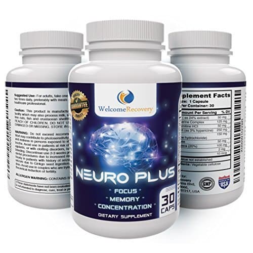 Neuro Plus Brain Supplement Nootropic — Boosts Memory, Focus & Concentration — Enhances Mood — Designed for Men and Women — Promotes Superior Brain Function & Mind Clarity — 30 Capsules