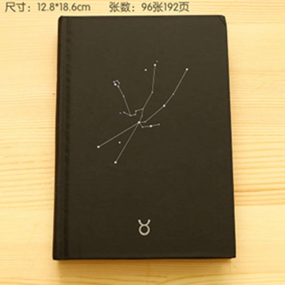 LIJUCAI Notebook Black Notebook Notepad Program Diary 12 Constellations Black Super Stationery Thick Manuscript Planner Personalized Work Book-in Notebooks from Office & School Supplies,6