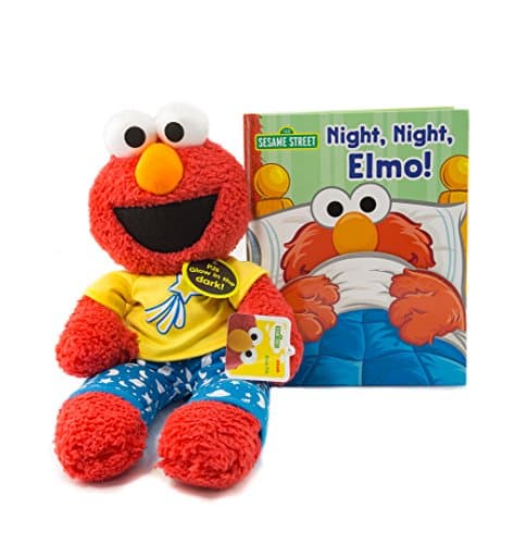 PJ Elmo Gift Combo | Bedtime PJ Elmo 16" Plush | Stuffed Animal Toy with Night Night Elmo Board Book | Board Book and Toy Combo