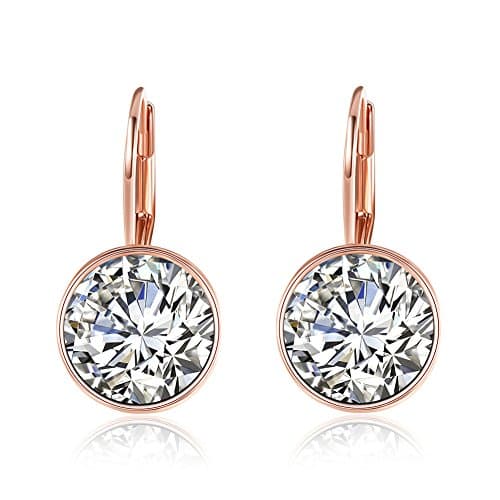 Tiffinys Jewelry Rose Gold Plated Sterling Silver Round-Cut Cubic Zirconia Drop Leverback Earrings
