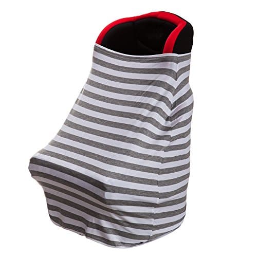 Stretchy Multi Use Nursing Covers for Baby Breastfeeding and Car-seat Cover, shopping Cart, Best Canopy Scarf (Gray white stripes)