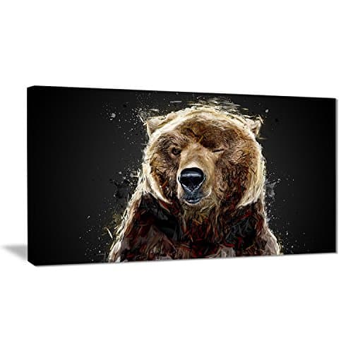 Digital art PT2301-32-16 Brown Bear Black Large Animal Canvas Wall Art