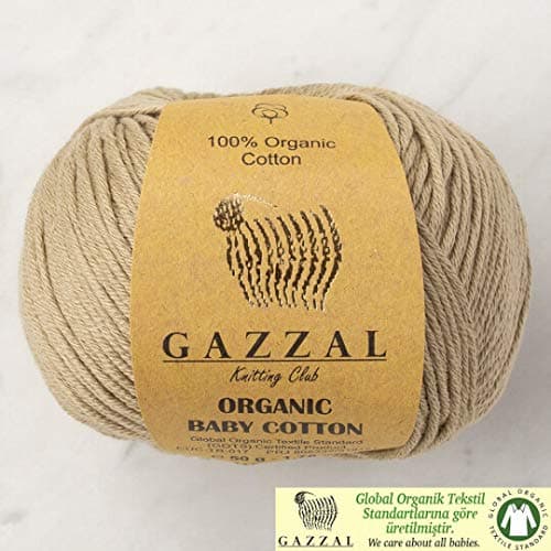 5 Ball (Pack) Gazzal Organic Baby Cotton Yarn, Total 8.8 Oz. 100% Organic Cotton, Each 1.76 Oz (50g) / 125 Yrds (115 m), 3 Light DK, Reseda Green - 431