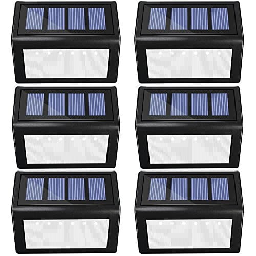 Solar Deck Lights - Sunklly 6 LED Outdoor Waterproof Step Lamp for Garden Walkway Patio Driveway ( White Light, Pack of 6 )