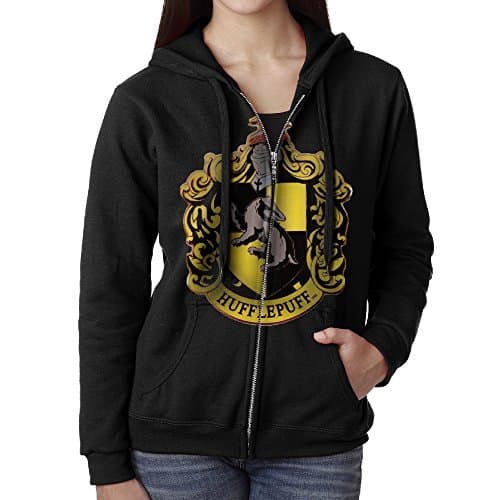 NEW Women Harry Potter Hufflepuff Quidditch Hoodie Sweatshirt Winter Full Zipper Side Pockets