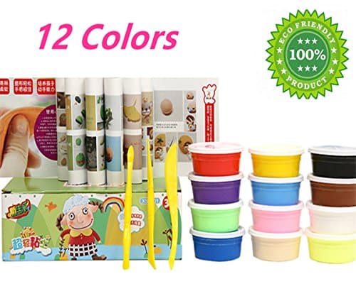 Modeling Clay Air Dry Clay for Kids, 12 Colors No-Toxic Ultra Light Modeling Clay Magic Clay DIY Creative Modeling Dough Polymer Clay and Tools for Christmas Gifts